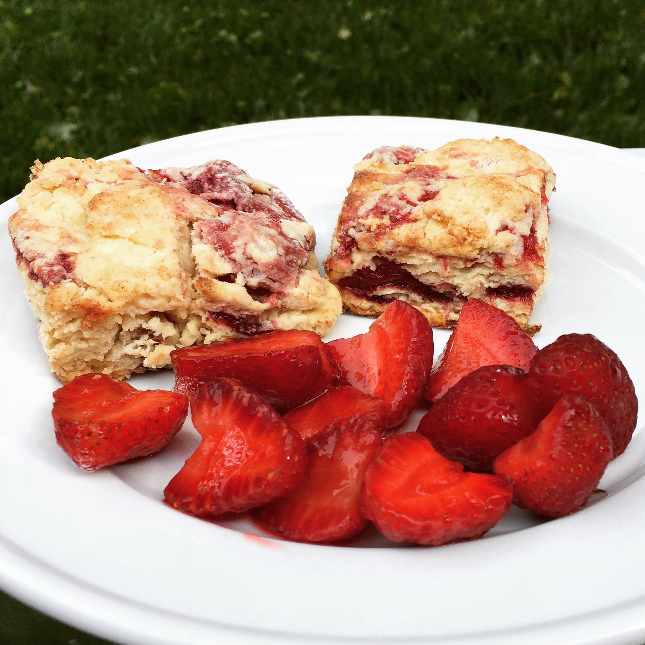 strawberries and cream biscuits with fresh berries
